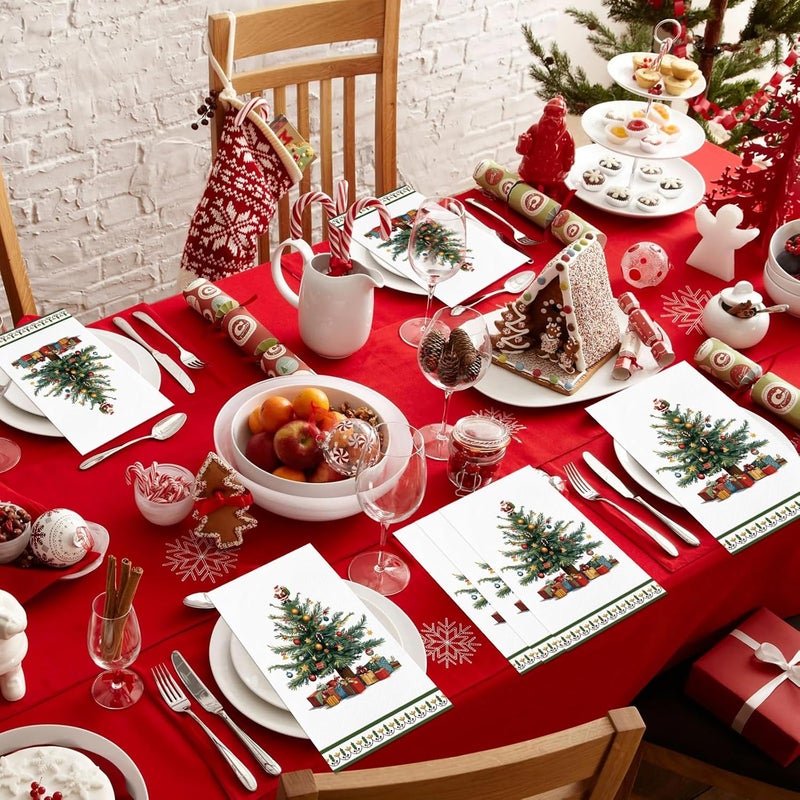IANFEPH 100 Pcs Christmas Paper Napkin 3 Ply Disposable Bathroom Guest Hand Towels Xmas Tree Decorative Dinner Napkins for Winter Holiday Kitchen Wedding Birthday Party - Image 5